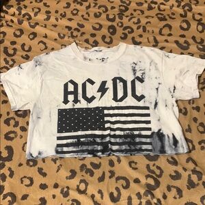AC/DC Black and White Crop Top with Vintage Rock Aesthetic